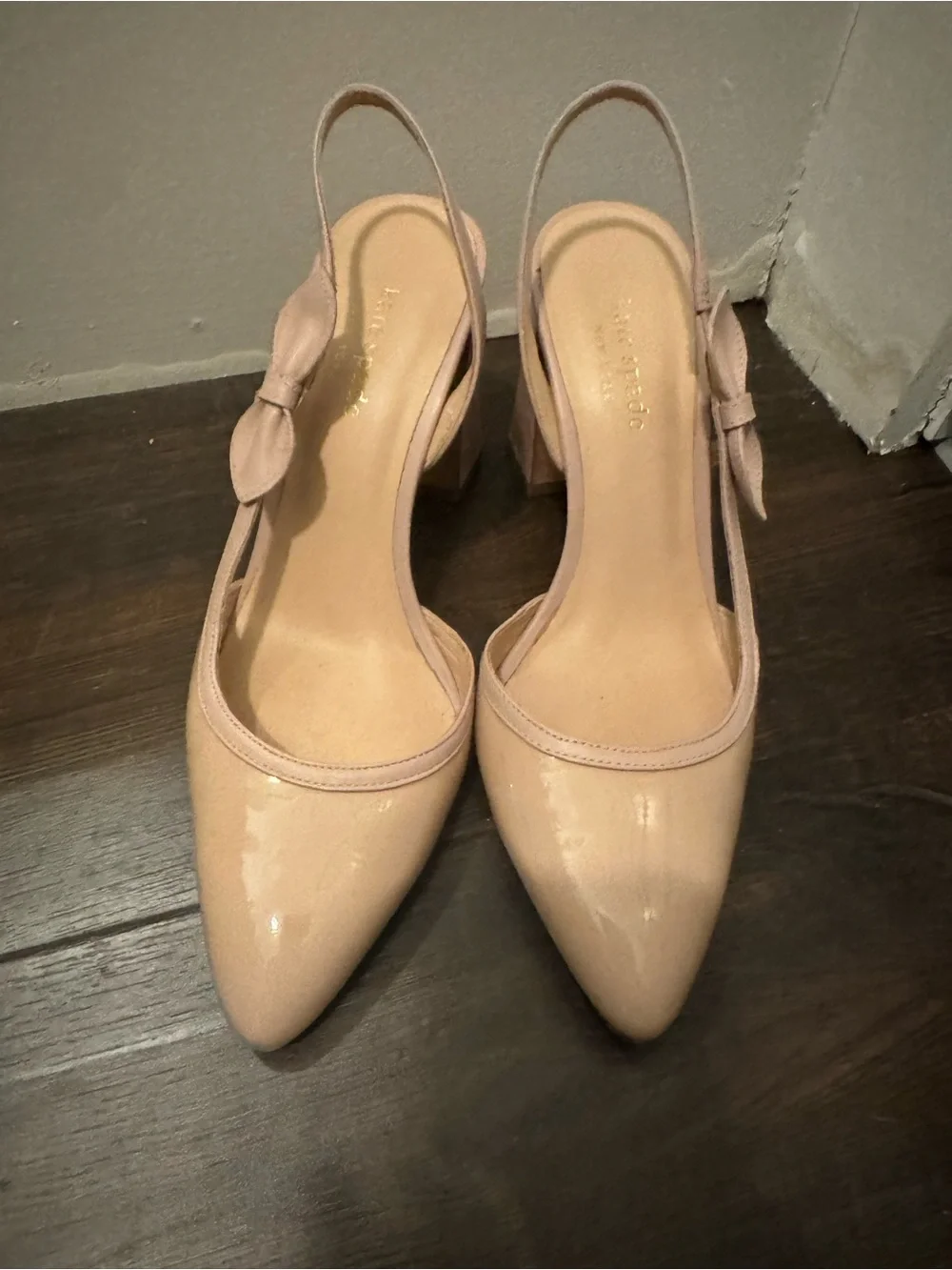 kate spade Blush Pink Slingback Block Heel Pumps with Bow
